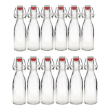 12 Botellas De Vidrio + Tapón Mecanico 250ml