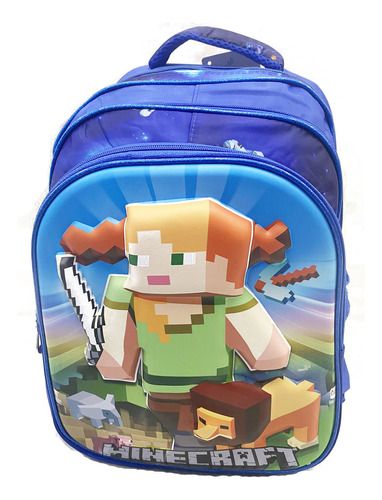 Mochila Escolar Infantil Costas Minicraft 3d Com 3 Zíper