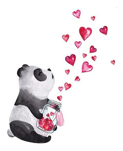 Sticker Pegatina De Pared Luminosa Panda Corazón Para Niños