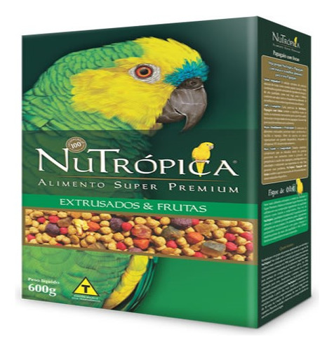 Ração Super Premium Nutrópica Papagaio Fruta Extrusados 600g