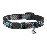 Collar De Gato Breakaway Pata De Gallo Negro Blanco Turquesa