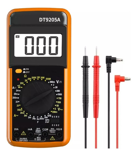 Tester Electrico Digital Multimetro Dt-9205a Multitester Aut
