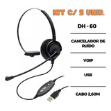 5 Peças Headset C/ Cacelador De Ruído Mod. Dh-60 - Zox