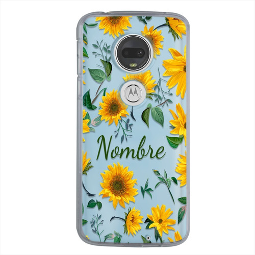 Funda Motorola Flores Girasoles Personalizada Con Tu Nombre