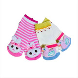 Kit 2 Pares De Meias Pantufa Neném Pelúcia Chocalho Menina