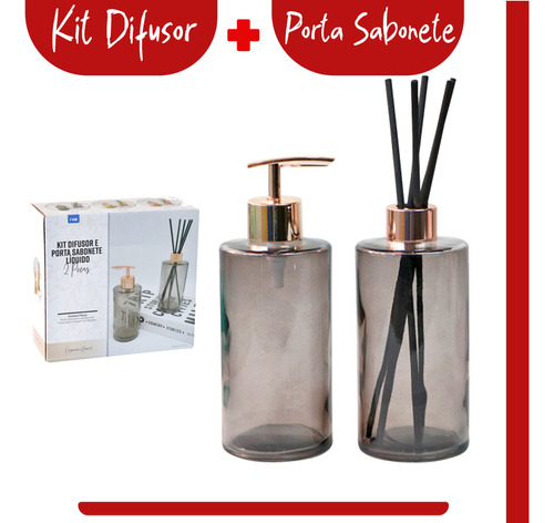 Kit Difusor Aromatizador E Porta Sabonete Líquido 2 Un 340ml