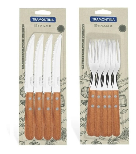 Set 24 Cubiertos Tramontina Dynamic Mango De Madera Oferta