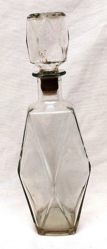 Botella Botellón Licorera Vidrio Art Decó  32 X12cm C/tapón