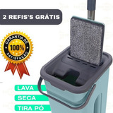 Rodo Flat Mop E Balde Lava E Seca Profissional Com 2 Refil Cor Verde-claro