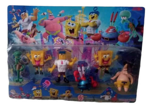 Set Bob Esponja X6 Muñecos 