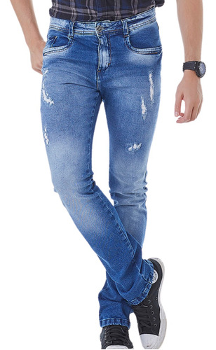 Calça Jeans Masculina Skinny Destroyed Leve Com Lycra Top 21
