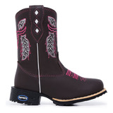 Bota Country Infantil Bico Quadrado Macia Feminina Menina 