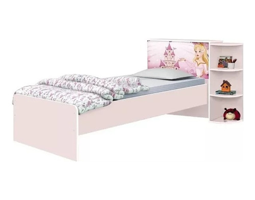   Cama Solteiro Personagem Princesas Rosa Com Baú Cabe. Li