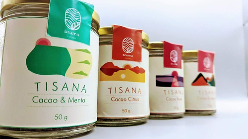 Pack Tisanas Cacao:especias, Menta, Citrus, Rossé 200g Bruma