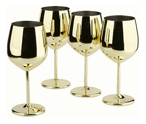 Arora 850978 Juego De 4 Copas De Vino De Acero Inoxidable,