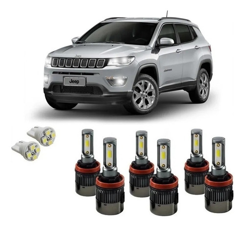 Kit Super Led Plus Jeep Compass Alto Baixo Milha Premium