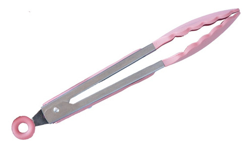 Pinza Punta De Silicona Rosa De Acero Inox. 27cm