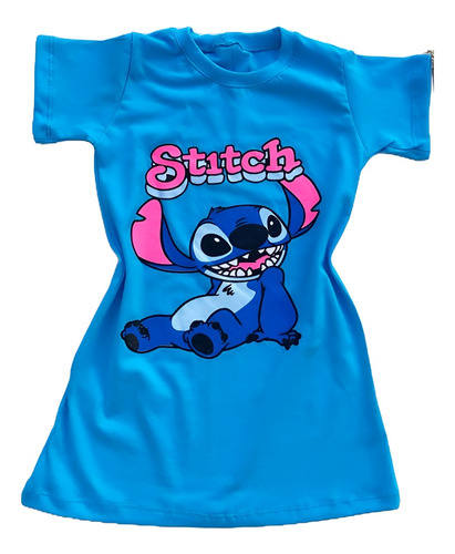 Camisetão Stitch Vestido Lilo Juvenil Tendencia Verão