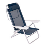 Cadeira 6posições Almofada Mor Alumínio 120kg Azulmarinho