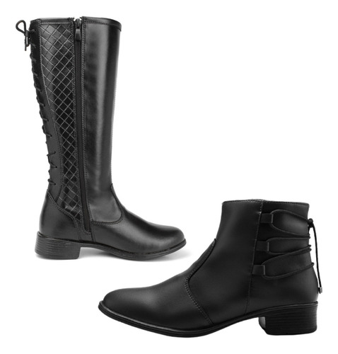 Bota Montaria Feminina Chelsea Cano Alto + Bota Cano Curto