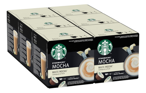 6 Cajas Cápsulas Dolce Gusto Starbucks Mocha Blanco
