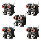 Tomada Rca 2x2 Av4-8,4-7 Fêmea Vermelho Branco Kit 5 Peças