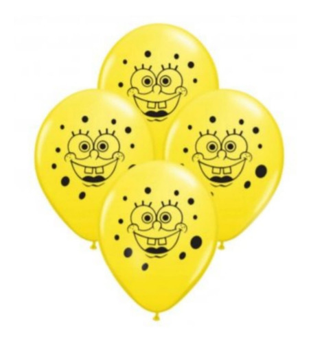 Globos Látex 12 PuLG. Bob Esponja X 10 Pzas Amarillos