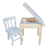 Conjunto Mesa Infantil Mesinha Baú Mdf E 1 Cadeira Infantil 