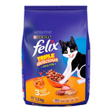 Purina Felix Triple Delicious Granja Gatos Adultos Pollopavocarne 1.5kg