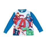 Remera Niños Manga Larga Avengers Oficial Licencia Marvel®