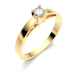 Anillo Compromiso Oro Solido 14kt Diamante .15 Ct Brillante