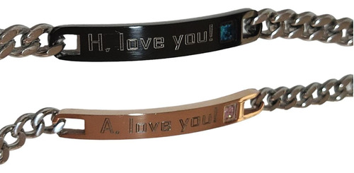 Pulseras Pareja Acero Inox Personalizamos Tu Texto O Grabado