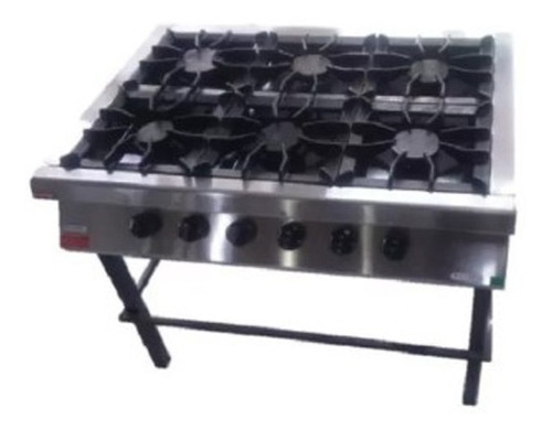 Anafe Industrial 6 Hornallas Acero Inoxidable Cocina Rovesco