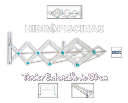 Tender Extensible De Pared 80cm Ropa Acero Reforzado Full