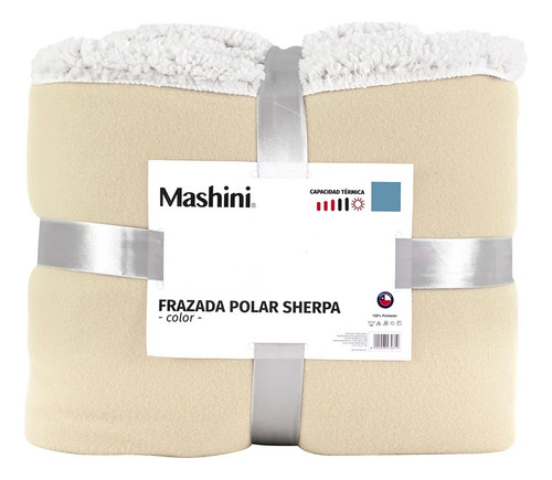 Frazada Polar Sherpa 2 Plazas Hipertermica Mashini Color Beige Diseño De La Tela Liso