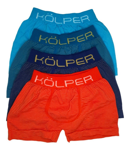 Pack X3 Boxer Niños Algodón Rayados Sin Costura Kolper 3800