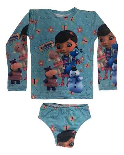 Moda Praia Infantil Menina Blusa Manga Longa Térmica Biquini