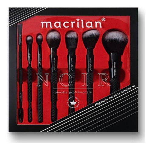 Kit 7 Pinceis Profissional Maquiagem Noir Ed009 Macrilan