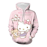 Sudadera Estampado De Estilo Casual Rosa De Hello Kitty Oso