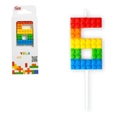 Vela De Cumpleaños Tipo Bloques Numero 6 Decoracion Fiesta | MercadoLibre