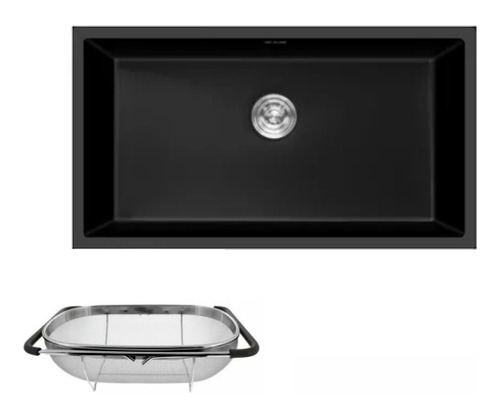 Cuba Inox Black Sobrepor/embutir 55x35cm. Preta C/escorredor