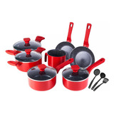 Conjunto Panelas 10 Pçs Pratic Cook Red 9554 Mimo Style