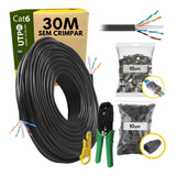 Kit Cabo De Rede Cat6 Utp 30 Metros + Kit 10 Rj45 + Alicate