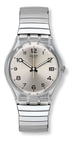 Reloj Swatch Silverall Silverall Color De La Malla Plateado Color Del Bisel Plateado Color Del Fondo Plateado