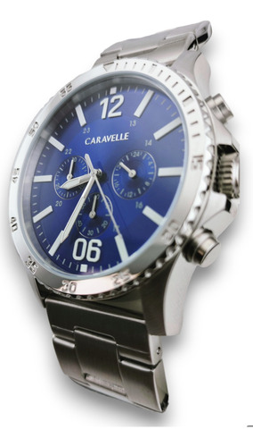 Reloj Bulova Caravelle Fondo Azul Acero Inox Plateado Hombre