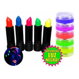 Kit 5 Tintas Facial Rosto + 3 Batom Neon Brilha Maquiagem 