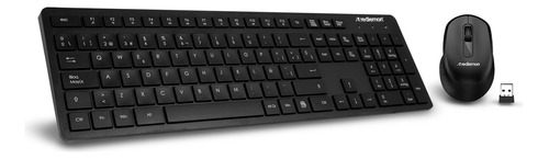 Redlemon Teclado Y Mouse Inalámbrico Con Receptor Usb, Kit De Teclado Ergonómico Y Mouse Portátil De Baterías 1600 Dpi, Compatible Con Windows Y Macos Plug & Play, Botones Multimedia De Acceso Rápido