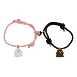 Pulsera Novios Pareja Corazón Fantasmitas Imán 2 En 1