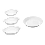 Fuentes De Vidrio Para Horno Opaline Marinex Combo X4 Blanco