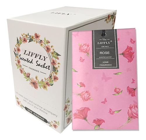 Liffly Paquete De 14 Bolsas Perfumadas Rosas Para Cajones Y